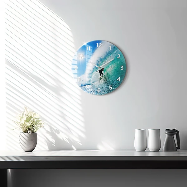 Wanduhr glas rund Surfen auf Hawaii