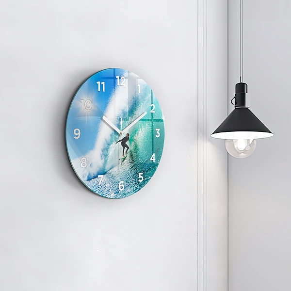 Wanduhr glas rund Surfen auf Hawaii