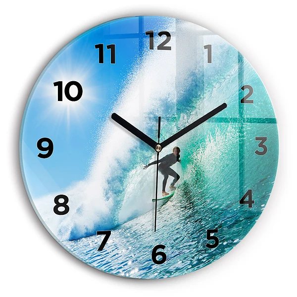Wanduhr glas rund Surfen auf Hawaii