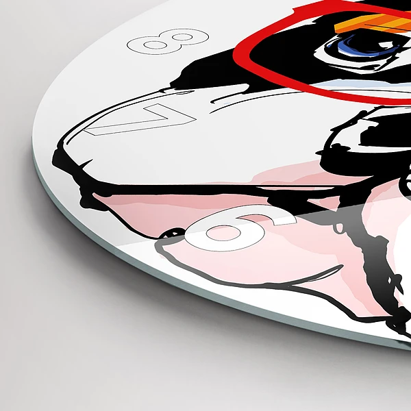 Wanduhr rund mit motiv Französische Bulldogge mit Brille