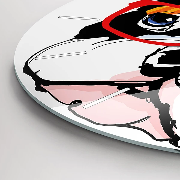 Wanduhr rund mit motiv Französische Bulldogge mit Brille