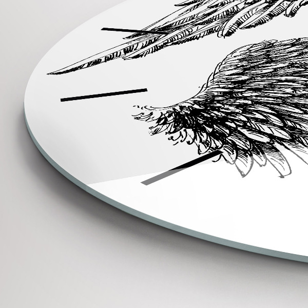 Wanduhr glas rund Flügel eines Engels