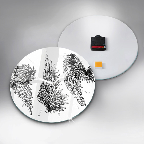 Wanduhr glas rund Flügel eines Engels