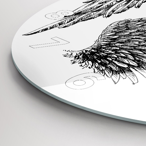 Wanduhr glas rund Flügel eines Engels