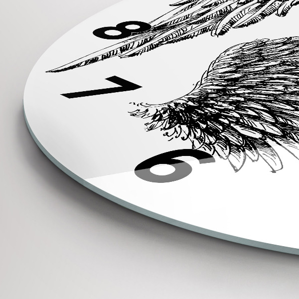 Wanduhr glas rund Flügel eines Engels