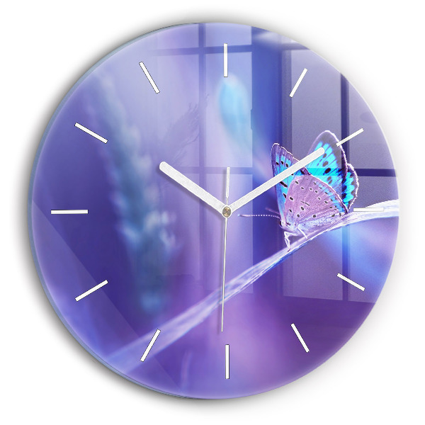 Wanduhr rund Schmetterling auf Gras