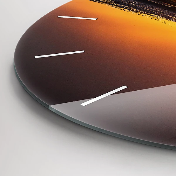 Wanduhr glas rund Läufer und Sonnenuntergang