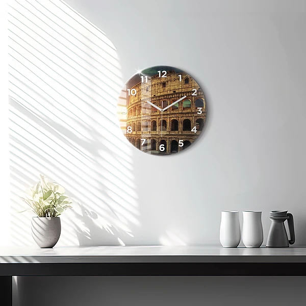Wanduhr glas rund Römisches Kolosseum