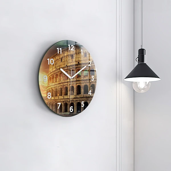 Wanduhr glas rund Römisches Kolosseum