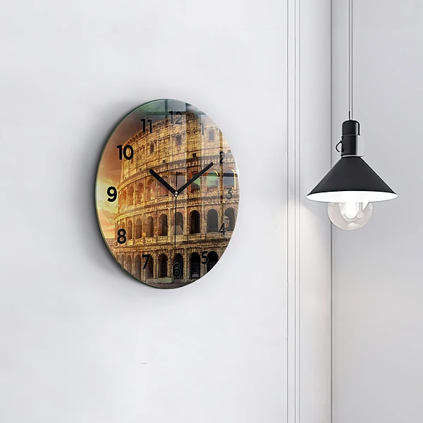 Wanduhr glas rund Römisches Kolosseum