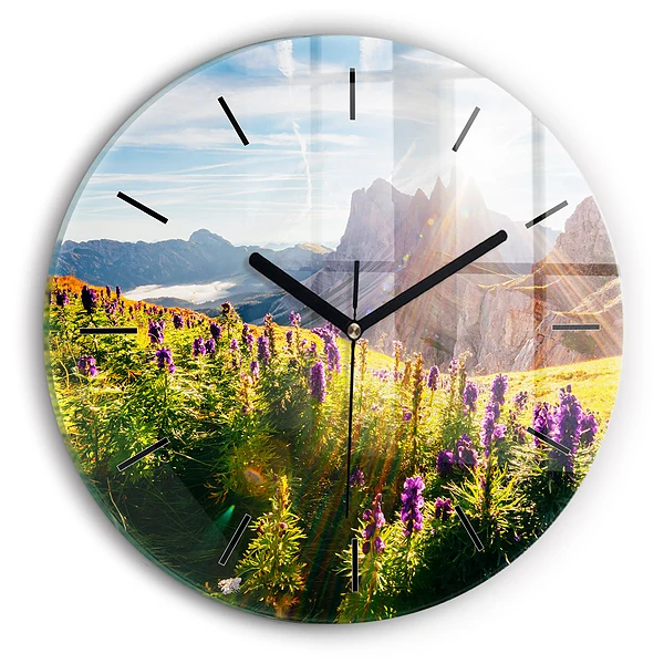 Wanduhr rund Lavendelwiese