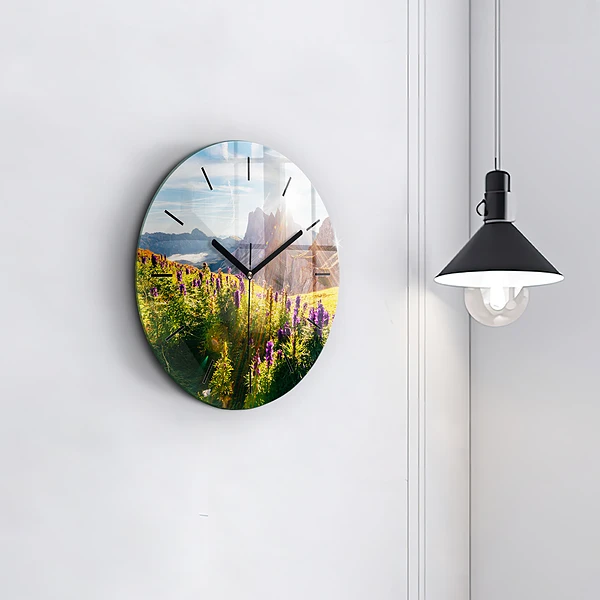 Wanduhr rund Lavendelwiese