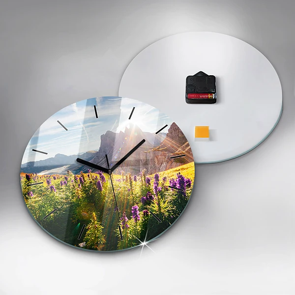 Wanduhr rund Lavendelwiese