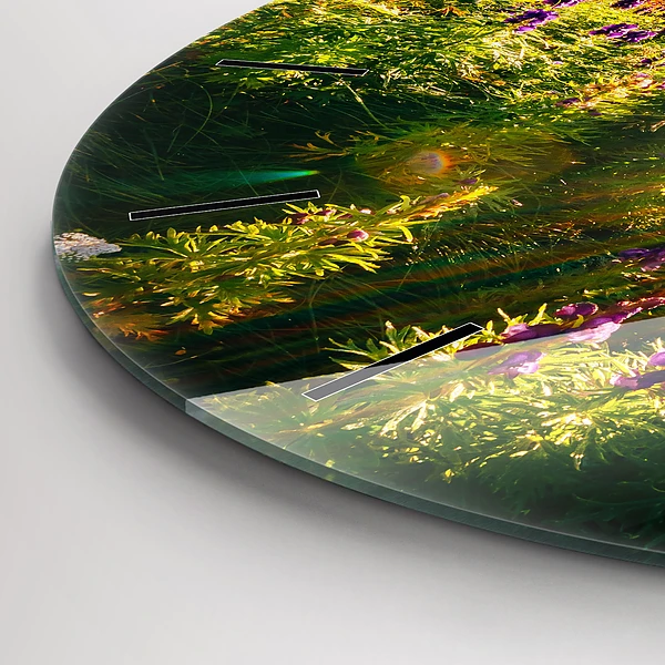 Wanduhr rund Lavendelwiese