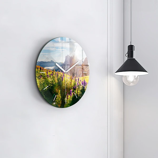 Wanduhr rund Lavendelwiese