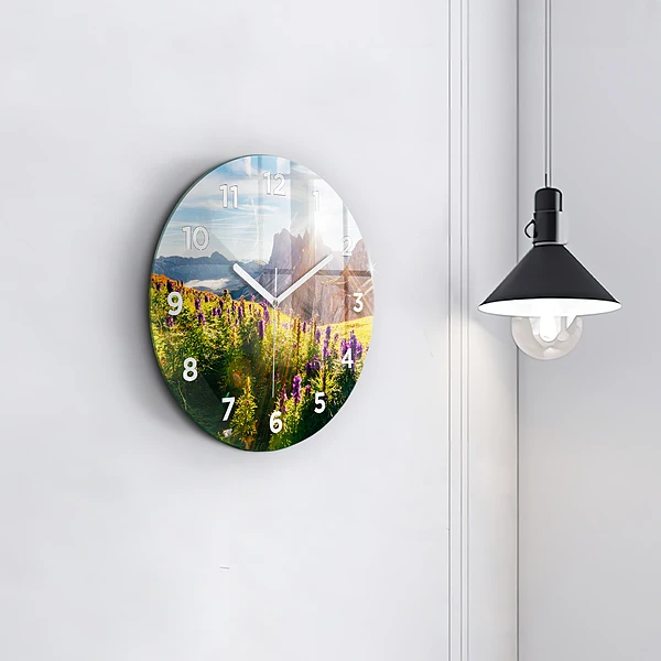 Wanduhr rund Lavendelwiese