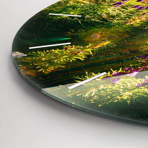 Wanduhr rund Lavendelwiese