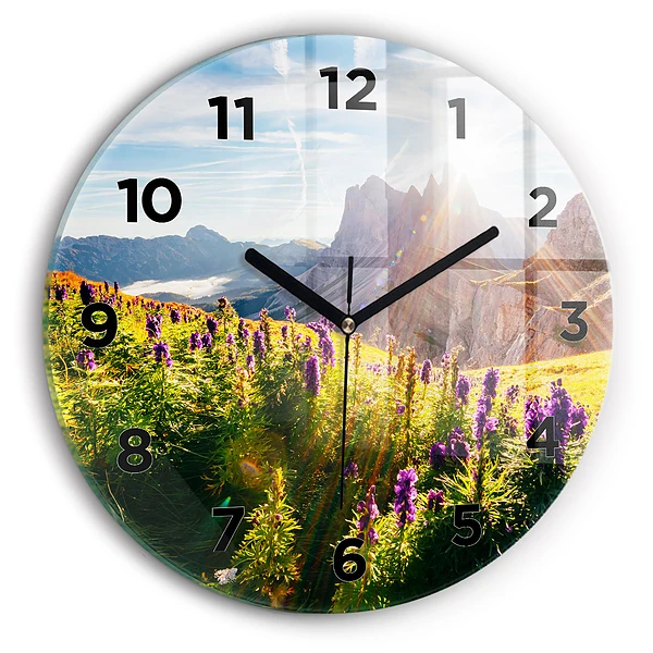 Wanduhr rund Lavendelwiese