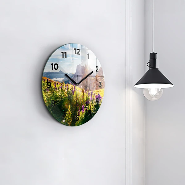 Wanduhr rund Lavendelwiese