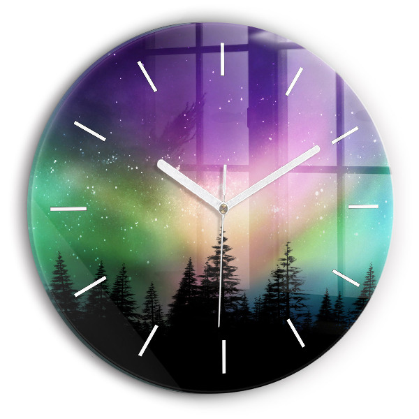 Wanduhr rund Aurora Borealis