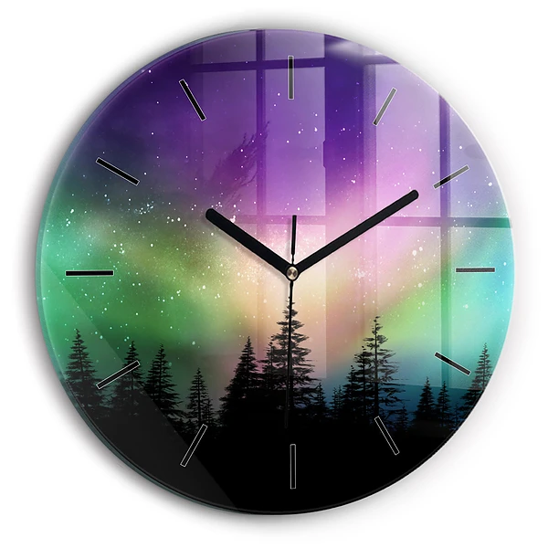 Wanduhr rund Aurora Borealis