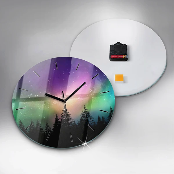 Wanduhr rund Aurora Borealis