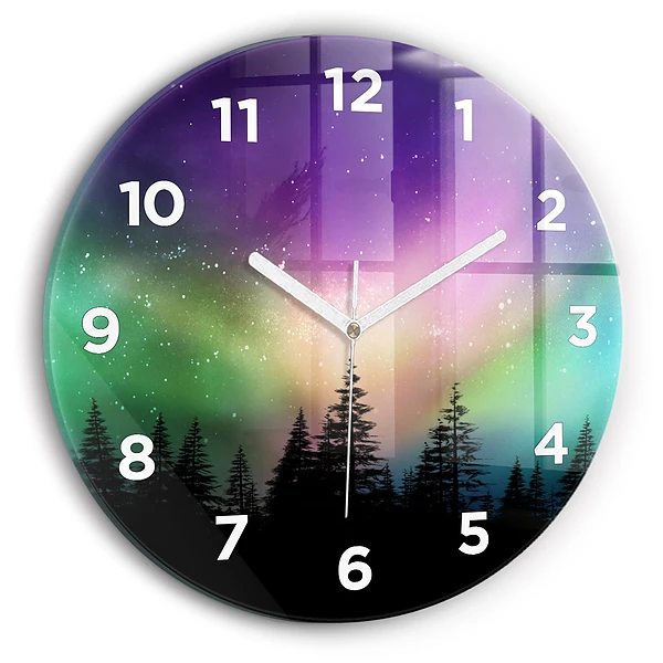 Wanduhr rund Aurora Borealis