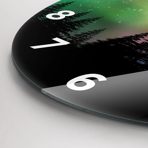Wanduhr rund Aurora Borealis