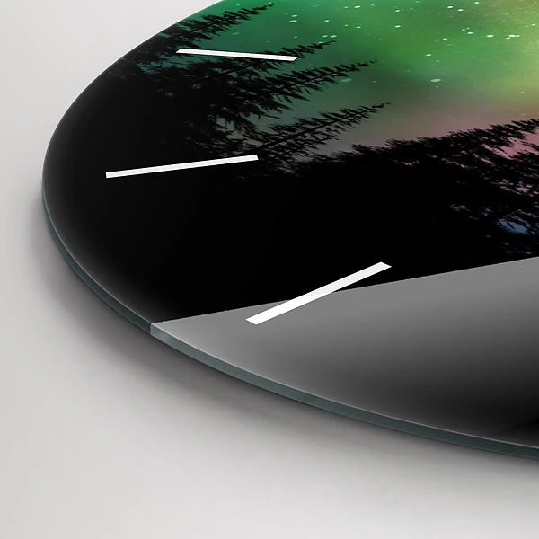 Wanduhr rund Aurora Borealis