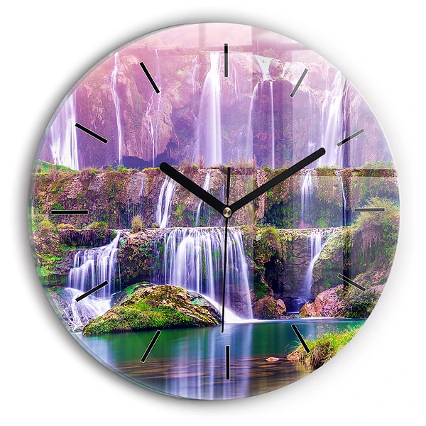 Wanduhr rund mit motiv Jiulong-Wasserfall China