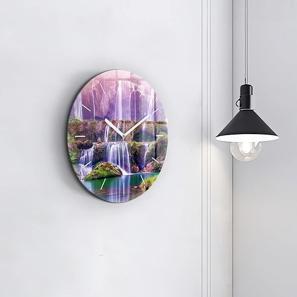 Wanduhr rund mit motiv Jiulong-Wasserfall China