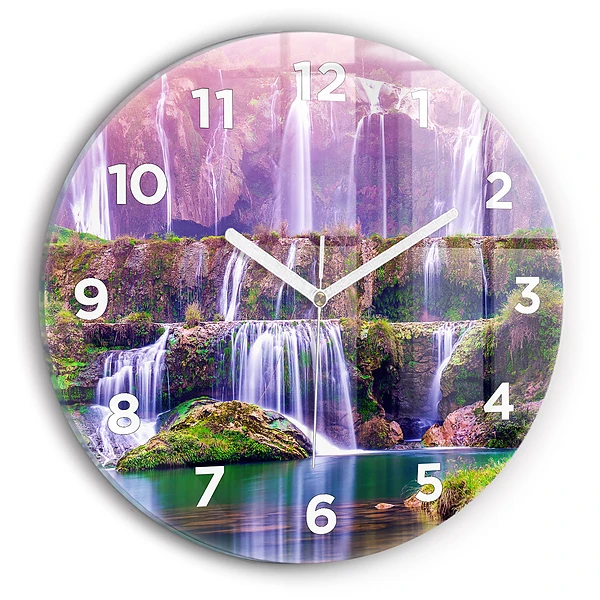 Wanduhr rund mit motiv Jiulong-Wasserfall China