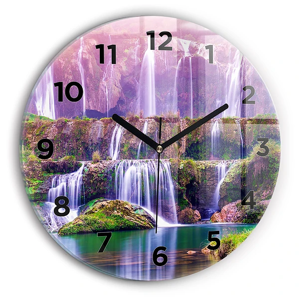 Wanduhr rund mit motiv Jiulong-Wasserfall China