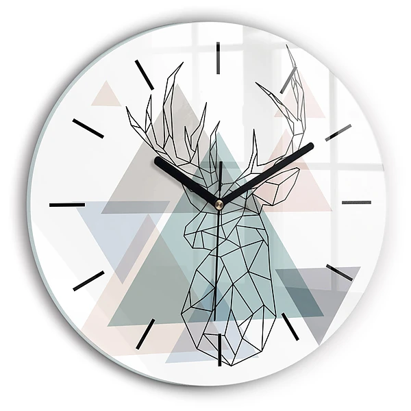 Wanduhr glas rund Rentier skandinavischer Stil