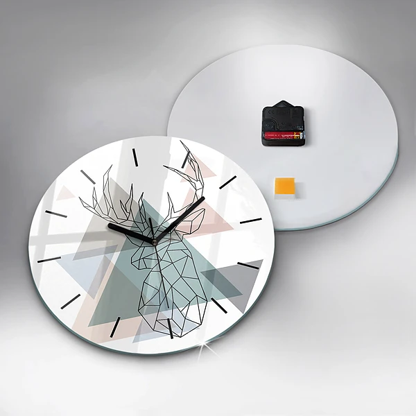 Wanduhr glas rund Rentier skandinavischer Stil