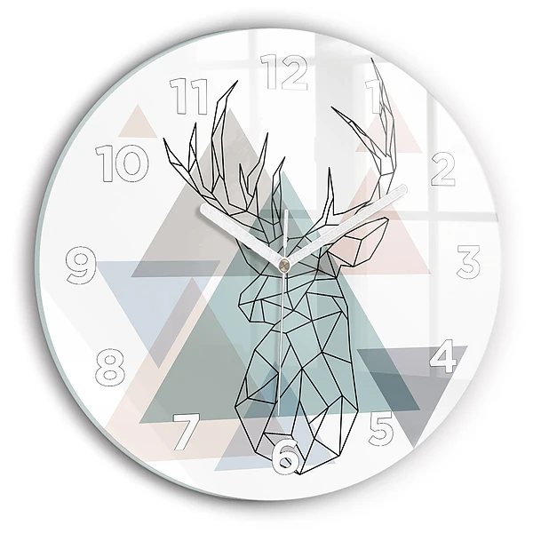 Wanduhr glas rund Rentier skandinavischer Stil