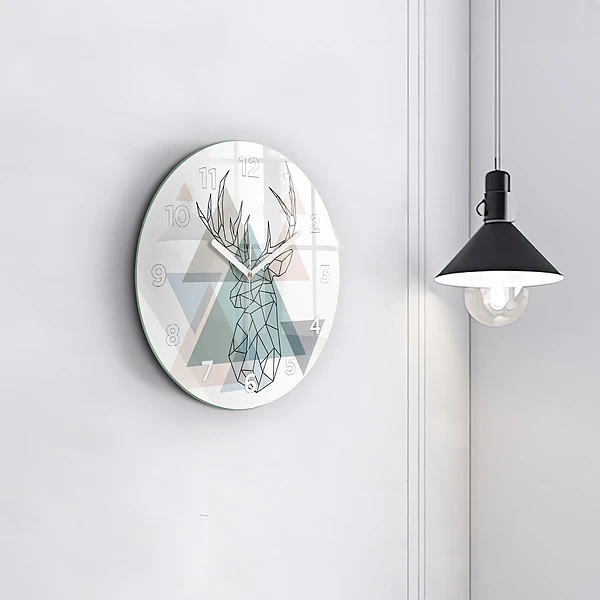 Wanduhr glas rund Rentier skandinavischer Stil