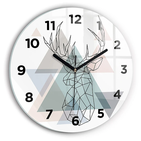 Wanduhr glas rund Rentier skandinavischer Stil