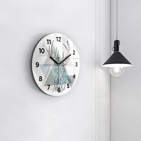 Wanduhr glas rund Rentier skandinavischer Stil