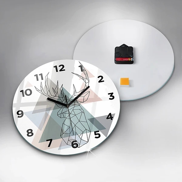 Wanduhr glas rund Rentier skandinavischer Stil