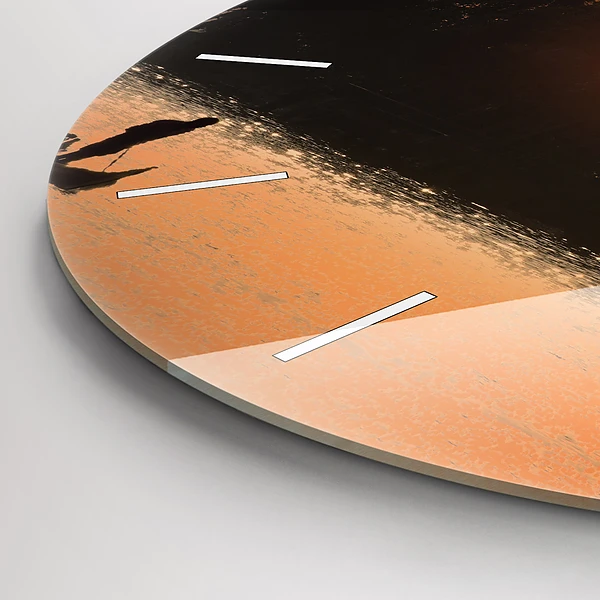 Wanduhr glas rund Sonnenuntergang Palmen Urlaub