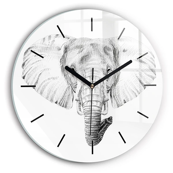 Wanduhr rund Vektor Elefantenkopf