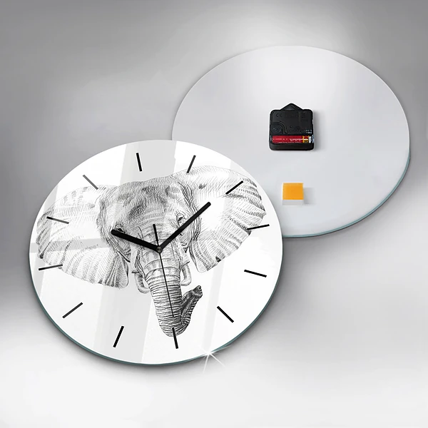 Wanduhr rund Vektor Elefantenkopf