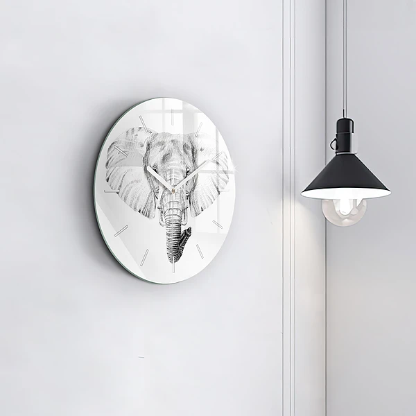 Wanduhr rund Vektor Elefantenkopf