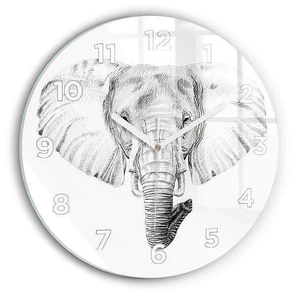 Wanduhr rund Vektor Elefantenkopf