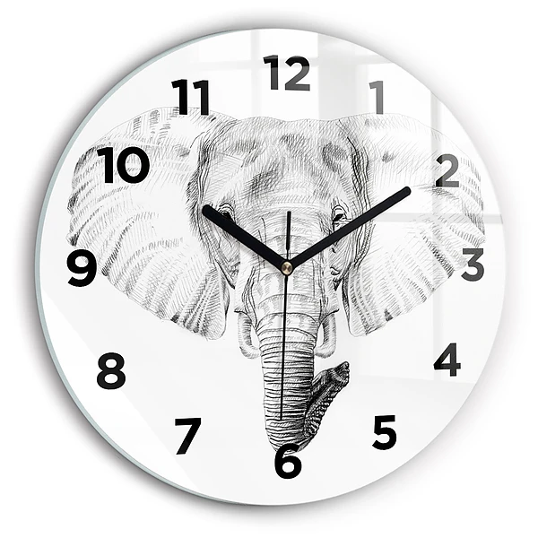 Wanduhr rund Vektor Elefantenkopf
