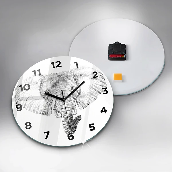 Wanduhr rund Vektor Elefantenkopf