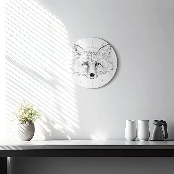 Wanduhr rund mit motiv Vektor-Fuchs-Kopf