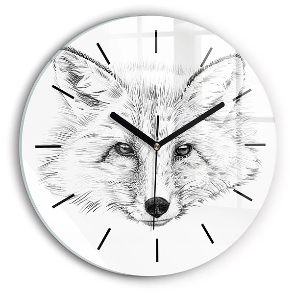 Wanduhr rund mit motiv Vektor-Fuchs-Kopf
