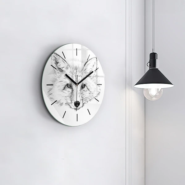 Wanduhr rund mit motiv Vektor-Fuchs-Kopf